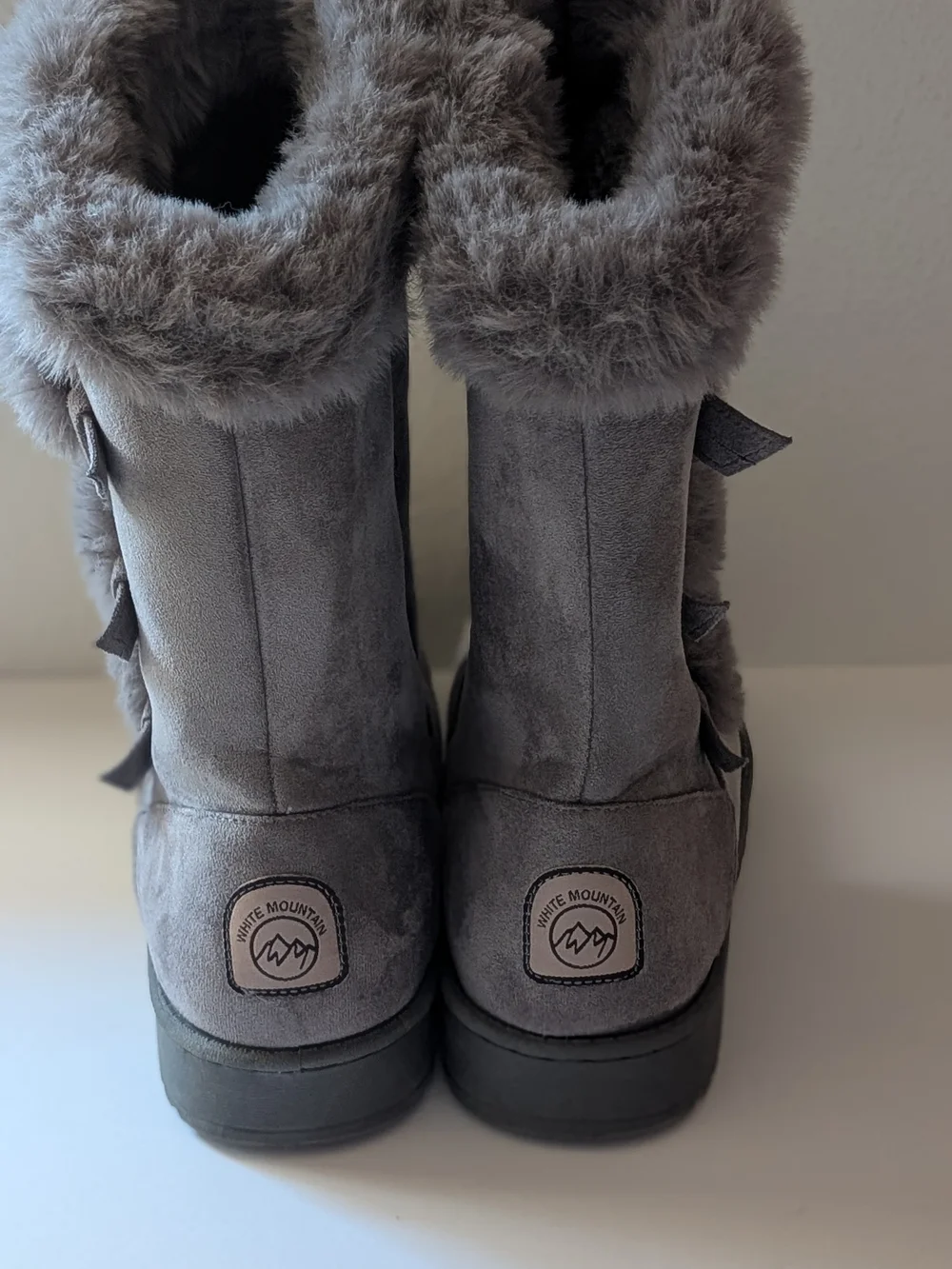 White Mountain Faux Suede Faux Fur Lined Mid-Calf Winter Boots Gray Women's 8